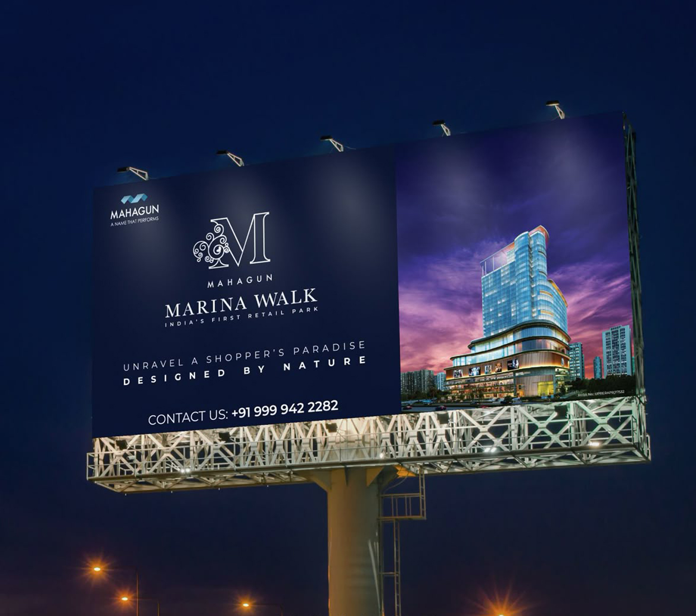 Roadside hoarding billboard in urban setting